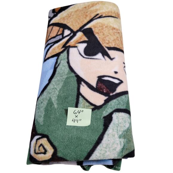 Legend of Zelda Link Fleece Throw Blanket 64x49" Cartoon Panel Green Fabric RARE - Picture 10 of 12